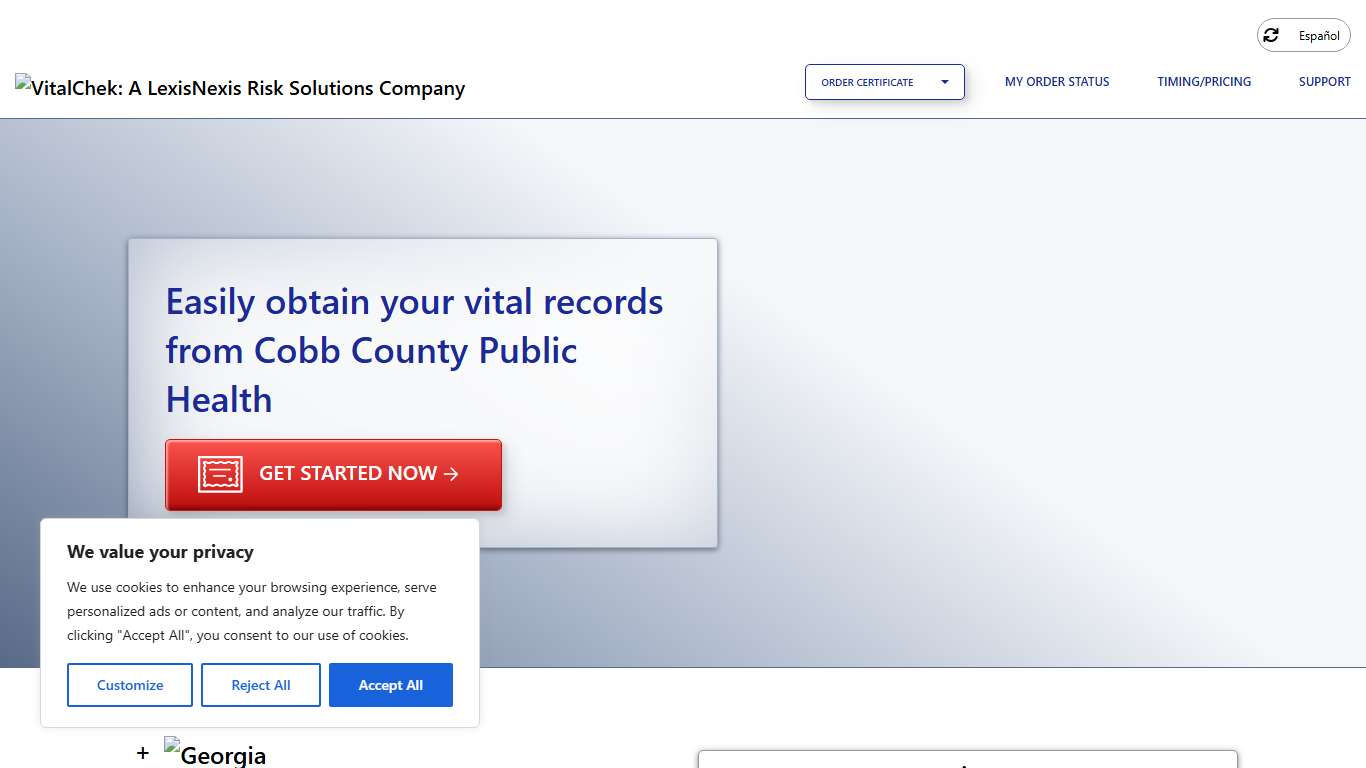 Cobb County Public Health (GA) Order Certificates - VitalChek